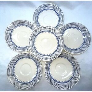 Mason's Patent Ironstone Louise Tea/Coffee Saucers  Blue/White  Calico set/6